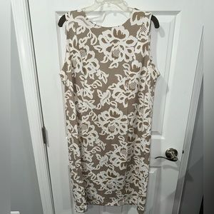 Cream and white sheath dress